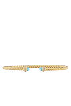 Classic Cablespira Bracelet, 18k Yellow Gold With Blue Topaz And Diamonds